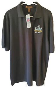 NWT Mens Super Bowl LIV 54 CBS Harriton Black XL Polo Shirt NFL Team Apparel - Picture 1 of 12