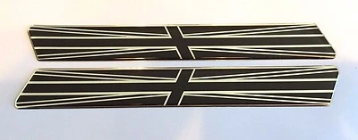 JAKEDESIGNS EX LARGE TWIN CHROME & BLACK UNION JACK FLAGS - adesivi/decalcomanie finitura gel a cupola