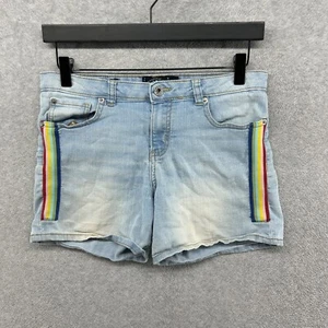 Lucky Brand Shorts Girls Size 16 Blue Denim Riley Cut Off Rainbow Striped - Picture 1 of 12