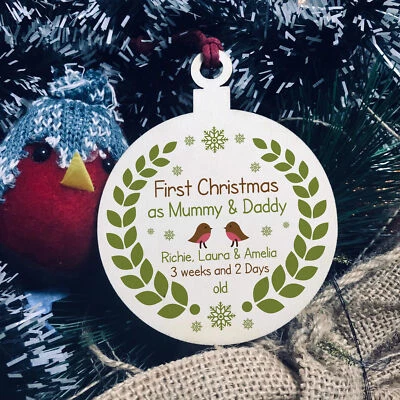 First Christmas As Mummy Daddy Heart New Baby Christmas Decoration Gift - Image 1 of 4