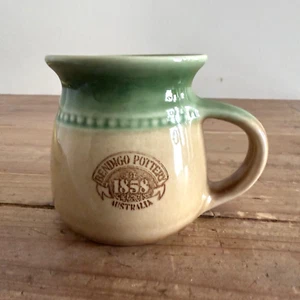 Bendigo Pottery Brown & Green Coffee Soup Mug 1858 Australia Handle Vintage - Picture 1 of 24