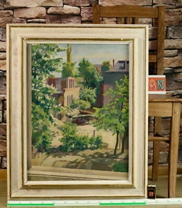 Franz Karl Delavilla 1884-1967 Ölgemälde von 1949 Stadtwinkel Hinterhof Kastanie - Bild 1 von 7