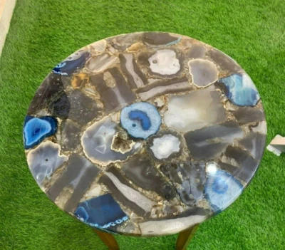 18" Mix Agate Stones Coffee Table Top Handmade Furniture Decor - Image 1 of 4
