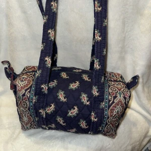 Vintage Vera Bradley Mini Barrel Purse Navy Retired Fall 1991 Paisley USA - Picture 1 of 13