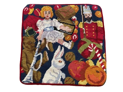 NEW Wool Needlepoint Pillow Cover Vintage Christmas Toys Doll Nutcracker Ballet - Image 1 of 4