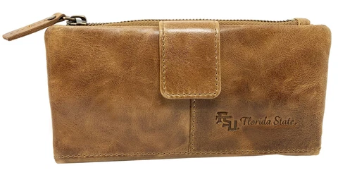 Women's FSU Florida State University Clutch Wallet Leather Snap Clutch Cover