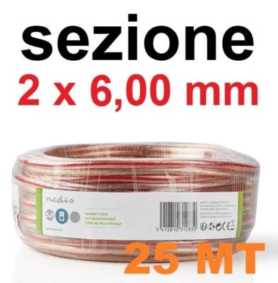 NEDIS CAVO ALTOPARLANTI RAME PIATTINA SEZ. 2 X 6,00 mm 25 METRI ALTA QUALITA' x casse