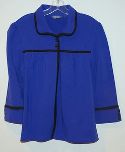 NEW Motto 3/4 Sleeve Button Cuff Knit Jacket w/ Piping Detail SMALL BLUE - Picture 1 of 1