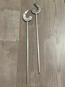 Paar Vintage Metall Grillspieße Garnelen - Bild 1 von 4