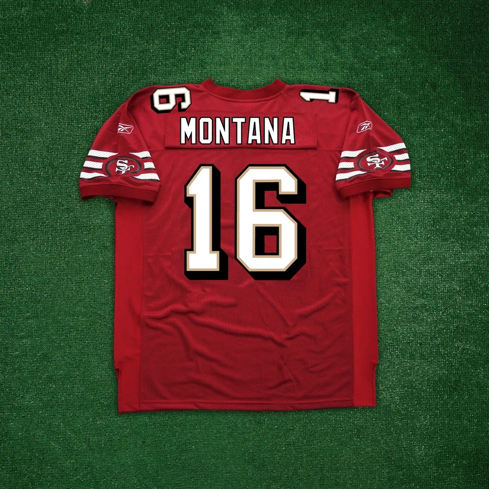 Camiseta Joe Montana Reebok San Francisco 49ers NFL Auténtica Sobre el Campo EQT Roja Foto 1 de 4