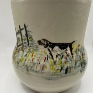 Jarrón de cerámica artística caprichosa único firmado con Springer Spaniel y cazador - Imagen 1 de 10