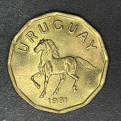URUGUAY 1981 10 centesimos KM# 66 choice BU Horse - Image 1 of 2