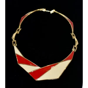 MONET Vintage Enamel Art Deco Choker Collar Statement Necklace - Picture 1 of 8