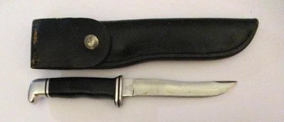 VINTAGE BUCK 105 FIXED BLADE HUNTING KNIFE WITH LEATHER SHEATH PREPPER SURVIVE + - Image 1 of 4