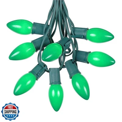 Novelty Lights 25 Foot C9 Green Ceramic Christmas String Light Set - Outdoor  - Image 1 of 4