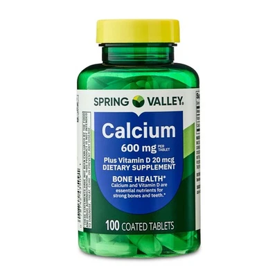Spring Valley Calcium Plus Vitamin D Tablets, 600 mg, 100 Count,  Dietary Supple - Image 1 of 4