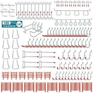 Daanxw 188 Stück 1/4 Zoll Schwerlast Lochwand Haken Kit, nur geeignet für 1/4... - Bild 1 von 9