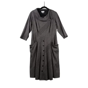 Signature by Robbie Bee Mujer 1X Gris Tejido Vestido Capucha Cuello Botón Bolsillos Delanteros - Imagen 1 de 7