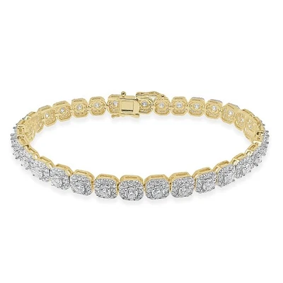 VVS1/D 6,22 Cwt. Brazalete de cadena de eslabones de tenis con flor cubo cuadrado de moissanita 6 mm Foto 1 de 2