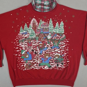 Camisa Suéter Vintage Cascanueces Fea Navidad Talla 22 Mujer Rojo Pueblo Osos - Imagen 1 de 13