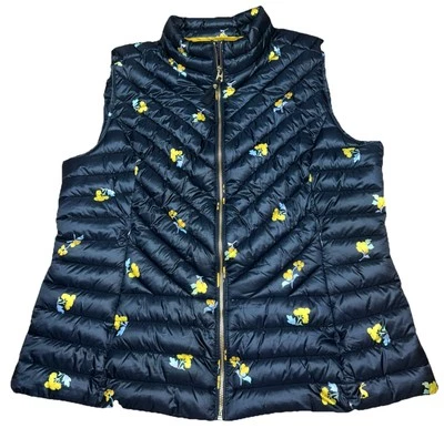 Joules Womens Size 14 Brindley Printed Slim Fit Warmer Gilet, Puffer Vest Floral - Image 1 of 4