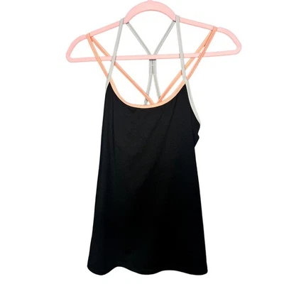 Top deportivo Gaiam con tiras mediano negro con naranja/gris azul en contraste cómodo Foto 1 de 4