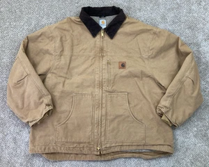 Carhartt Jacket Men's XXXXL Brown C81 CML Duck Canvas Sherpa Lined Work Zip VTG - Picture 1 of 9