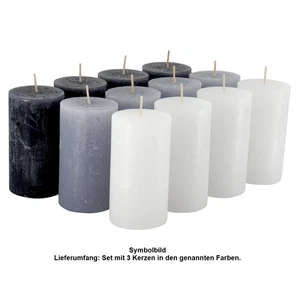 3erSet Rustic-Kerzen weiß-grau-anthrazit Ø 6cm, H 11cm - Bild 1 von 1