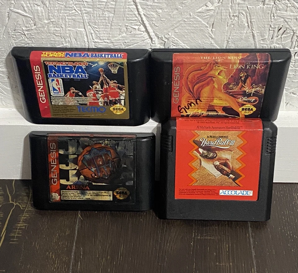 Sega Genesis Lot Of 4 - NBA Jam, Lion King, Hardball 3, Super NBA Basketball - Image 1 of 2
