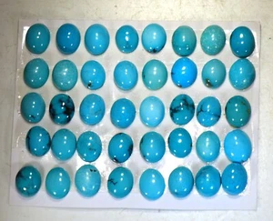 40 Stück 10x8 mm 90 ct Natur Blau Türkis Cab, Hubei China! TQ106 - Bild 1 von 2