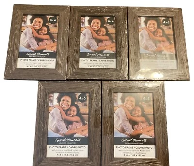 Lot Of 5 Faux Wood Frames Photo 4" x 6" Textured Wood Grain Design Wall Or Shelf - Изображение 1 из 4