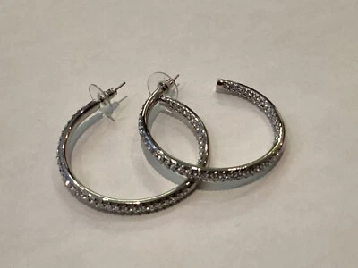 正品 签名 JB JOAN BOYCE 水晶 巨大 HOOP PIRCED 耳环 无底价 — 第 1/4 张图片