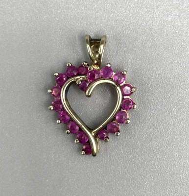 RS Ross Simons Ruby Vermeil 925 Sterling Silver Heart Pendant 1" - Image 1 of 4