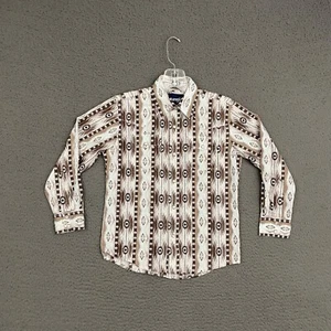 Wrangler Shirt Boys Medium Multicolor Brushpopper Aztec Pearl Snap Rodeo Cowboy - Picture 1 of 9
