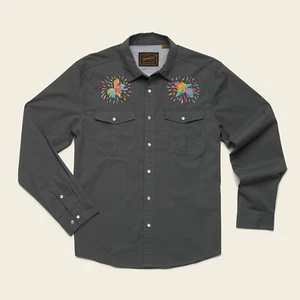 Howler Brothers Dos Gallos Gaucho Snapshirt Charcoal Microstripe - NWT Sealed - Picture 1 of 5