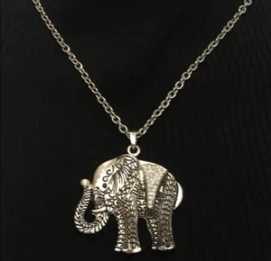 Collar Cadena Rolo Colgante Elefante Estilo Bali Cristales Chapados en Plata De Colección - Imagen 1 de 11