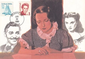 USA 1986 FDC MAXI CARD GREAT AMERICAN ISSUE MARGARET MITCHELL GONE WITH THE WIND - Picture 1 of 2