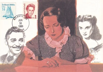USA 1986 FDC MAXI CARD GREAT AMERICAN ISSUE MARGARET MITCHELL GONE WITH THE WIND - Image 1 of 2