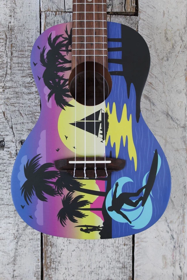 Luna Uke Kauwela 夏季音乐会尤克里里定制考维拉夏季图形带演出包 — 第 1/4 张图片