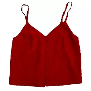 MADEWELL Seide Button Down Cami Spaghettiträger Tank Top Rot Cranberry Größe 0 - Bild 1 von 9