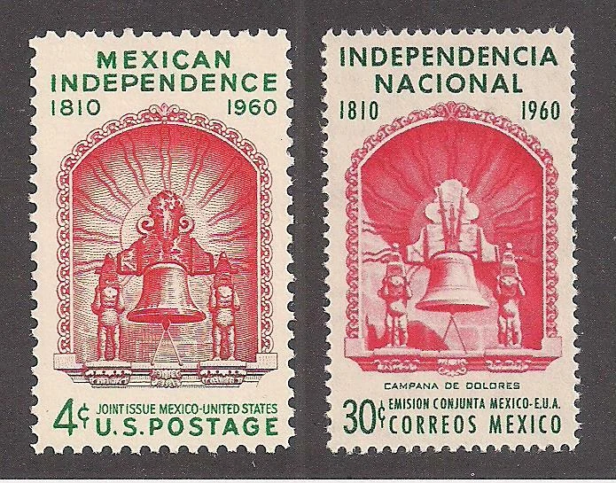 MEXICAN INDEPENDENCE - U.S. & MEXICO POSTAGE STAMPS - 1960 JOINT ISSUE - MINT - Image 1 of 1