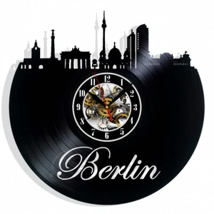 Berlin Stadt Vinyl Wanduhr Geschenk Geburtstag Urlaub Kunst Zuhause Zimmer Deko Design - Bild 1 von 5