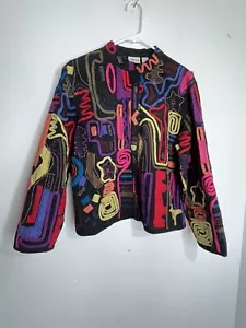 Chicos Knopf Mixed Media Multi Kunstdruck Bluse Shirt Damen 2 US L (13) - Bild 1 von 10