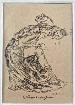 Henri V. Anglade (1876 - 1956) - Dessin à la plume - Signé et Encadré - XX - Photo 1/4