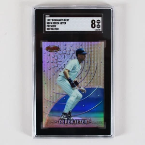 1997 Bowman's Best Derek Jeter Graded Card #BBP4 Preview Refractor - SGC 8 - Picture 1 of 2