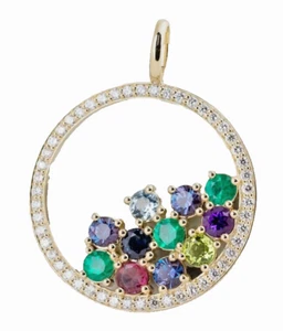 1.04ct Natural round Diamond 14k yellow gold Mex gemstone wedding pendant - Picture 1 of 3