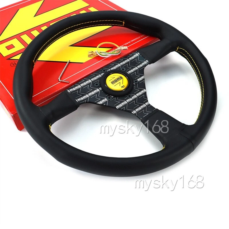 MOMO Doodle Style Flat bracket Sport Racing leather Steering Wheel 14' 340mm - Image 1 of 4