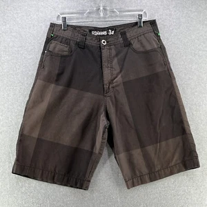 Billabong Mens Shorts Size 34 Checkered Pattern Brown Burmuda Logo Inseam 10in - Picture 1 of 12