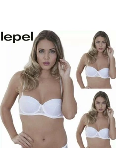 CLEARANCE-2 x BRAS 34B LEPEL FLOWER LACE-MOULDED ( PADDED-U/W BALCONY BRA-WHITE - Picture 1 of 3