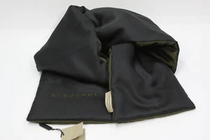 Burberry Embroidered Logo Olive/Black Solid Silk Puffer Scarf - Picture 1 of 8